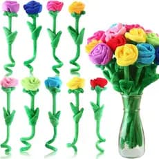 18 Peças de Flores de Rosa de Pelúcia com Hastes Flexíveis, Buquê de Pelúcia Macio de 12,6 Polegadas para Formatura 2026
