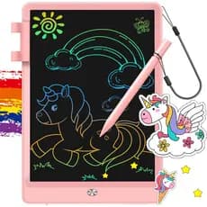 Quadro de Escrita Infantil LCD FLUESTON, Quadro de Desenho de 10 Polegadas, Bloco de Desenho Colorido para Crianças, Bri