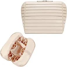 Bolsa de armazenamento de maquiagem para viagem, design dobrável, divisórias ajustáveis, 27 bolsos e 3 bolsas para pincé