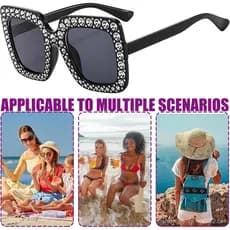 Óculos de Sol com Strass - Óculos de Sol com Proteção UV, Óculos de Sol Femininos Oversized, Óculos de Sol da Moda, Ócul