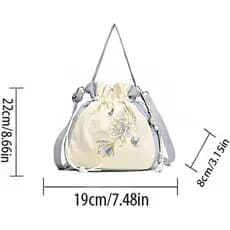 Bolsa bordada estilo chinês, bolsa de mão feminina, bolsa pequena de pulso, bolsa com cordão floral, bolsa transversal c