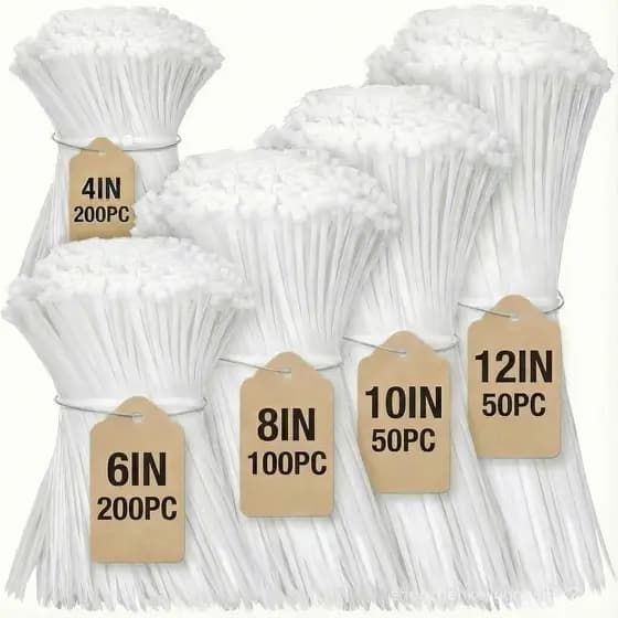 Abraçadeiras de Nylon, 600 Peças de Abraçadeiras de Nylon Autotravantes, Tamanhos Variados 4+6+8+10+12 Polegadas, Abraça