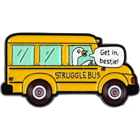 Broche de Esmalte Ganso Pateta no Ônibus Escolar, Broche "Entre, Amiga", Presente Engraçado para Amigo Sarcástico, Emble
