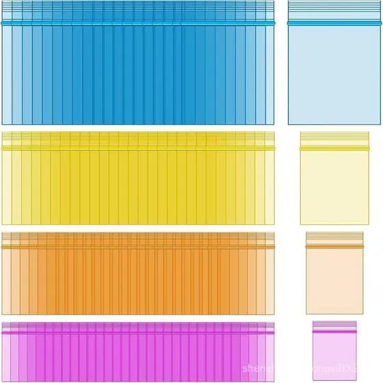 Yexiya 4 Tamanhos, 400 Unidades, Pequenos Sacos Plásticos, Mini Sacos Reutilizáveis para Joias com Zíper, Cores Variadas