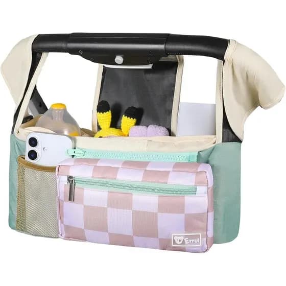 Organizador Universal para Carrinho de Bebê com Porta-Copos Isolados e Bolsa para Telefone Removível, Organizador para C