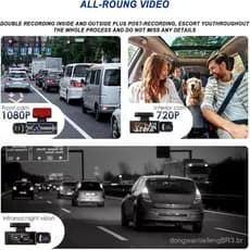 Câmera de painel automotiva com câmera dupla 1080P, gravador de condução com visão noturna infravermelha