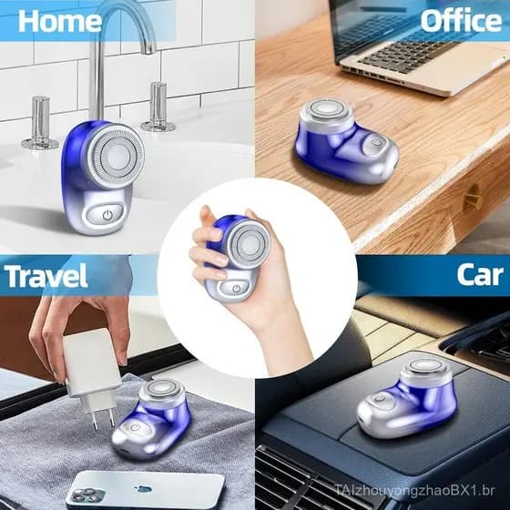 Mini Barbeador Elétrico, Barbeador Elétrico de Bolso para Homens e Mulheres, Recarregável, Fácil de Usar com Um Botão, B