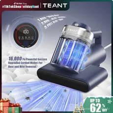 Aspirador de pó para colchões Teant para remoção de ácaros, um aspirador de pó para camas com luz UV-C e 149 funções. ℉