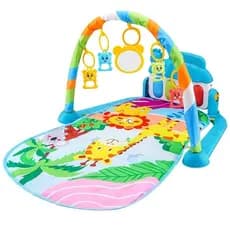 Tapete de atividades para bebês com rack de jogos, tapete de atividades, cobertor de brincar para bebês com música