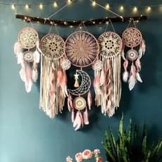 Conjunto De 5 Boho , Pendurado Grande Dream Catcher Na Parede Moon Set Catchers Decoração De Para Casa De Casamento Vint