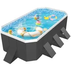 Piscina Dobrável Não Inflável Acima Do Solo Retangular Familiar Grande Com Painéis Laterais Reforçados Portátil Para Jar