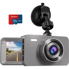 Uma câmera veicular adequada para carros, equipada com um cartão SD de 64GB, câmera integrada e uma tela IPS de 3,176 po