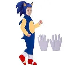 Fantasia Deluxe do Sonic The Hedgehog para Crianças, Fantasia de Halloween, Fantasia de Festa, Presente com Luvas AZOA L