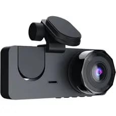 Câmera veicular de 3 canais com câmeras frontal e traseira, câmera veicular Full HD 1080P, câmera veicular com ângulo de