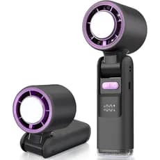 Ventilador Portátil de Mão com Gelo - Mini Ventilador Turbo, 100 Velocidades Ajustáveis, Bateria Recarregável USB de 400