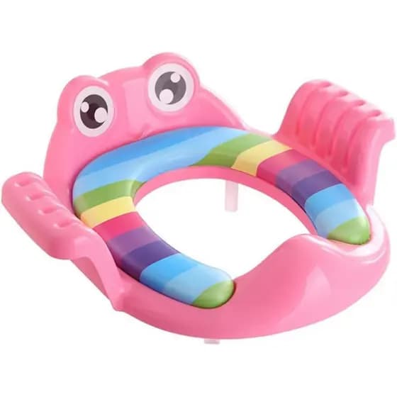 Assento sanitário infantil, adequado para meninos e meninas, com almofada removível, cor rosa.