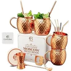 Canecas De Cobre Moscow Mule Copper-BAR-Conjunto Exclusivo De Presente Feito À Mão Com 4 , Martelados Pelo Artisan , Cop