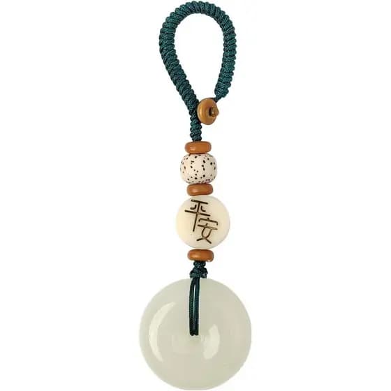 Chaveiro de Donut da Sorte para Mulheres com Nó Abrível, Amuletos de Jade Feitos à Mão que Significam Segurança e Boa So