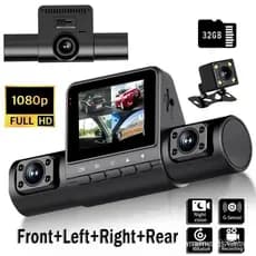 Câmera Veicular de 4 Canais para Carros, Câmera Veicular 1080P, Câmera Veicular Tripla, Câmera Veicular com Cartão