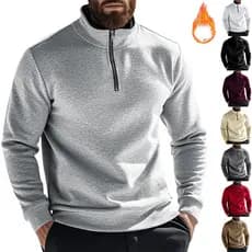 Moletom masculino novo estilo moletom Casual zíper gola forro de lã cor sólida jaqueta masculina