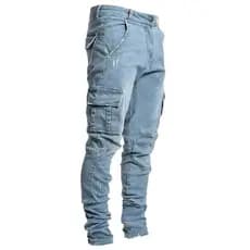 Novos jeans masculinos com bolso lateral jeans Skinny jeans masculinos