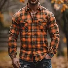 2025 estoque pronto moda masculina primavera novo estilo camisa masculina xadrez impresso velo-velo-velo-velo-