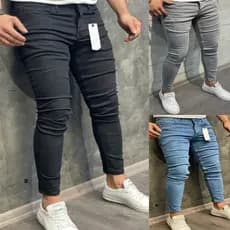 Calça jeans masculina de alta qualidade, calça jeans skinny Tricolor