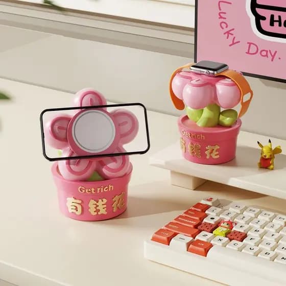 Dinheiro flor magsafe magnético de carregamento sem fio suporte do telefone móvel Base carregamento Desktop iPhone esper