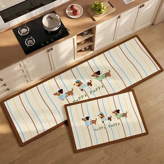 Tapete de chão de cozinha para cachorro, desenho animado, absorvente de água doméstico, absorvente de óleo, antiderrapan