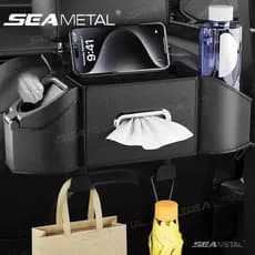 SEAMETAL Organizador Do Banco Traseiro Multifuncional Caixa De Armazenamento Carro Suporte De Copo Universal/Lixeira/Tec