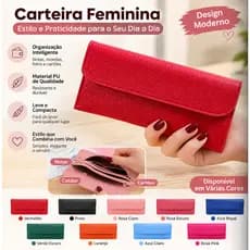 Carteira Longa Feminina PU Slim Grande Capacidade