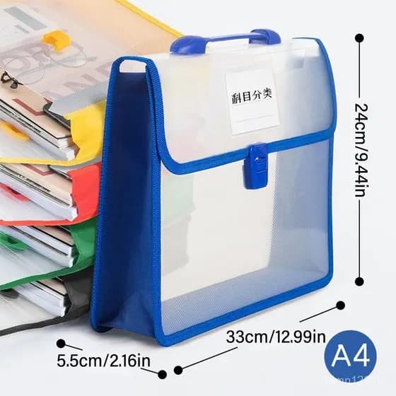 Pasta de Arquivos, Bolsa Portátil à Prova d'Água, Pasta de Arquivos A4 Transparente e Espessa, Uso em Escritório e Esc