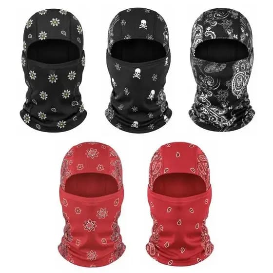 Conjunto de 5 peças Yeomoo Máscara com padrão Paisley, capa Anti-ultravioleta para pescoço, unissex, adequada para motoc