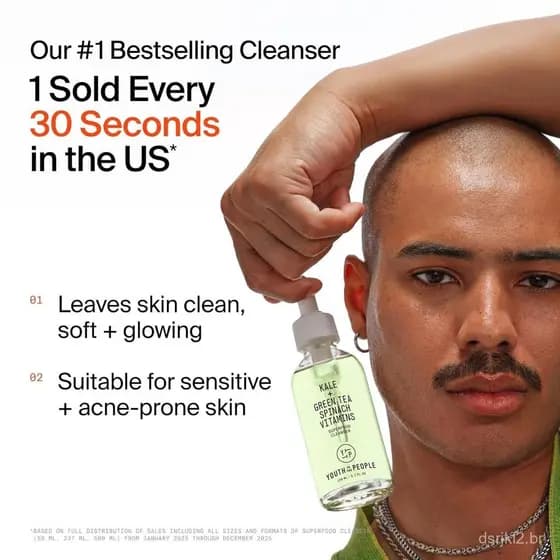 YouthToThePeopleSuperfoodFacialCleanser - Lava-Rosto Diária com Couve e Chá Verde, Remove Suavemente Maquiagem, Protetor
