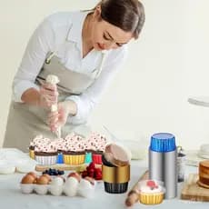 120 Peças de Formas de Alumínio para Assar, Mini Formas para Bolo com Tampas, Formas para Cupcake de 5oz, Formas Descart
