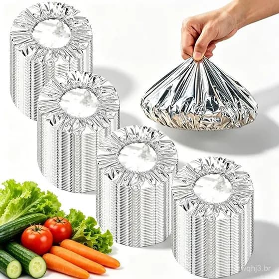100PCS Coberturas de Alumínio para Alimentos, Coberturas de Alumínio Reutilizáveis, Aprimoradas e Espessadas, 110 ℃ Resi