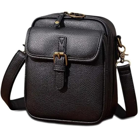 Bolsa de Couro Transversal para Mulheres, Multifuncional, Grande Capacidade, com Múltiplos Compartimentos, Alça Ajustáve