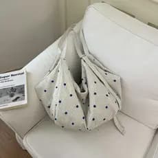 Coreano Polka Dot listrado saco grande capacidade sacola Commuter bolinho saco estilo preguiçoso bolsa de lona ombro sac