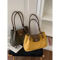 Bolsa Tote de tecido de Nylon de grande capacidade feminina 2026 cor contrastante bolsa de ombro Casual leve bolsa de vi