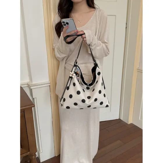 Estilo coreano nicho bolinhas náilon bolsa de ombro contraste cor moda simples axilas saco moda Commuter Casual saco do
