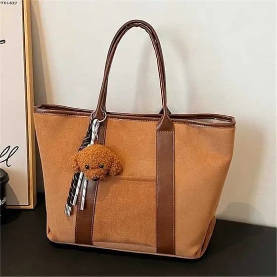 Inverno Retro camurça bolsa de grande capacidade feminina 2024 moda sacola simples portátil Commuter saco