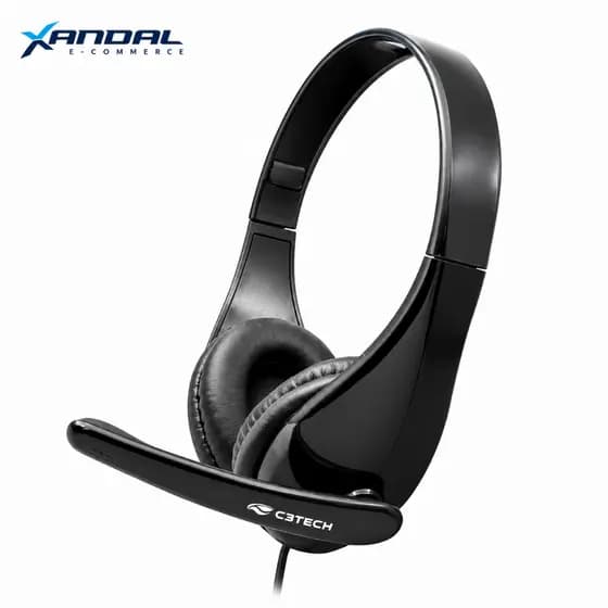 Fone Headset Over-Ear Estilo Gamer C3Tech Ph-340bk USB Preto com Microfone Gamer Musica Lives Aulas Youtube