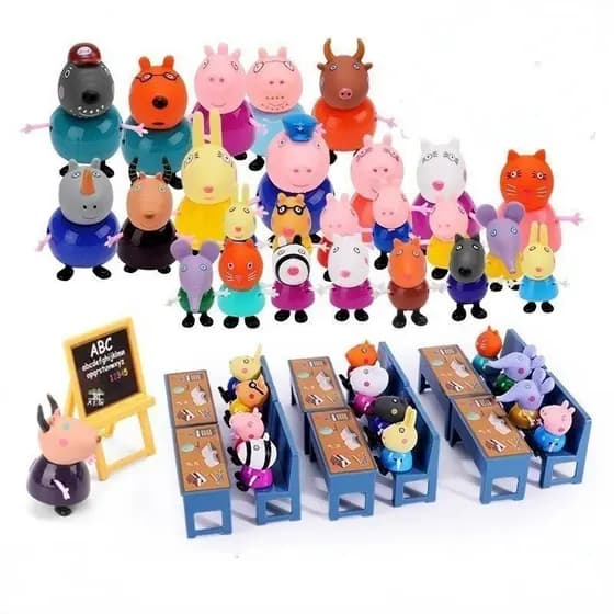 4 peças/6/14/16 Conjunto de Bonecas Peppa Pig/Família de Avós/Carroça/Professores/George NTQL CGUS 08ZW ETQD