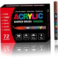 Tinta Acrílica, Marcadores de Tinta Acrílica 24 Cores com Ponta de Pincel Macia para Pintura, Tecido, Madeira, Cerâmica,