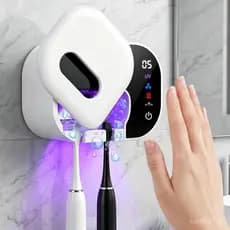 Suporte para Escova de Dentes para Banheiro, Limpador de Escova de Dentes com Sensor Infravermelho e 2 Compartimentos pa