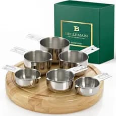 Conjunto de 5 Copos Medidores de Aço Inoxidável Bellemain – Copos Medidores de Metal Empilháveis para Cozinha – Medição