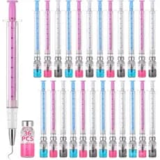 36 Canetas Seringa, Caneta Seringa com Tinta Preta de 0,5mm, Caneta Gel com Tampa, Canetas Multicoloridas Divertidas par