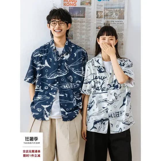 714street camisa masculina havaí camiseta de manga curta roupas de casal jaqueta de verão masculina camisa de praia