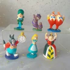 Conjunto de 6 peças de 7cm, boneco colecionável de PVC da Alice no País das Maravilhas, figura de anime, brinquedo decor