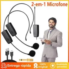KEBIDU 2-em-1 Microfone Conjunto de Microfones Sem Fio UHF 2.4G Montado na Cabeça para Guia Turístico e Ensino